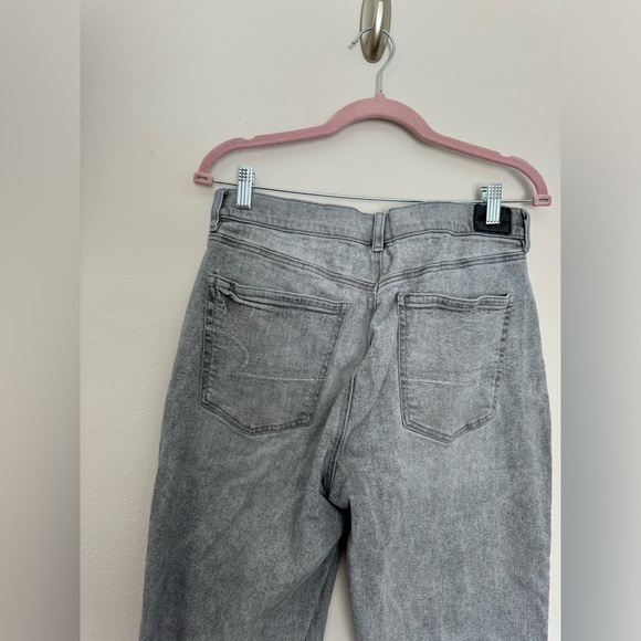 American eagle glacier grey jeans with raw hem and embellished bottoms - Picture 9 of 13
